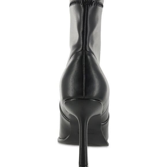 MIA Women's Pointed Toe Stretchy Faux Leather Stiletto Boots Party Black Size 9 - Picture 4 of 6